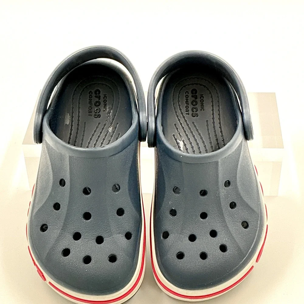 Crocs Size 10 Clog Navy Blue Red White Bayaband Kids